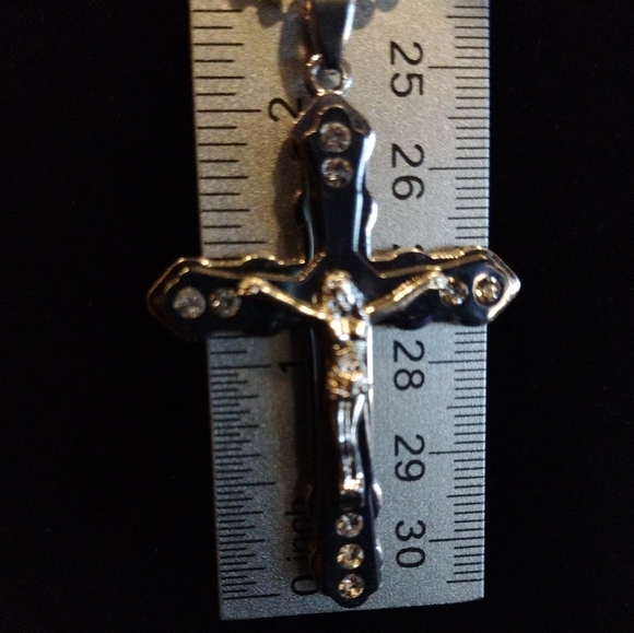 24” Stainless Steel Necklace with 2" Large Cross - Picture 10 of 17